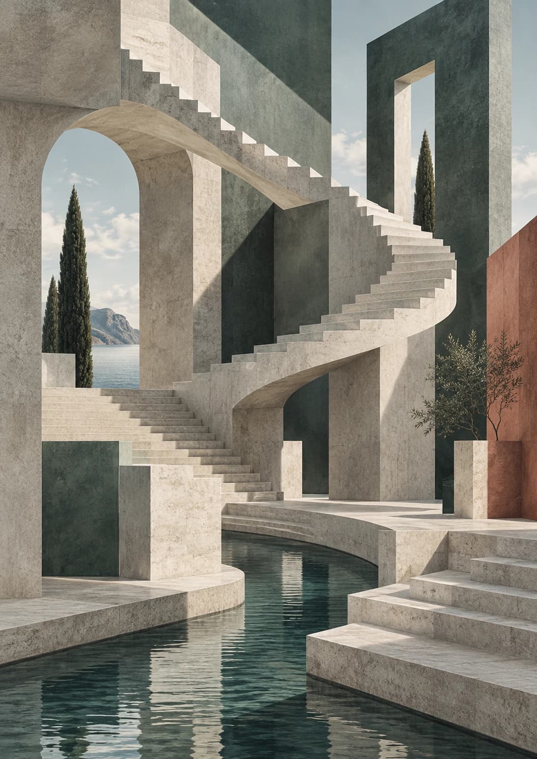 Stone Courtyard paper print view 2