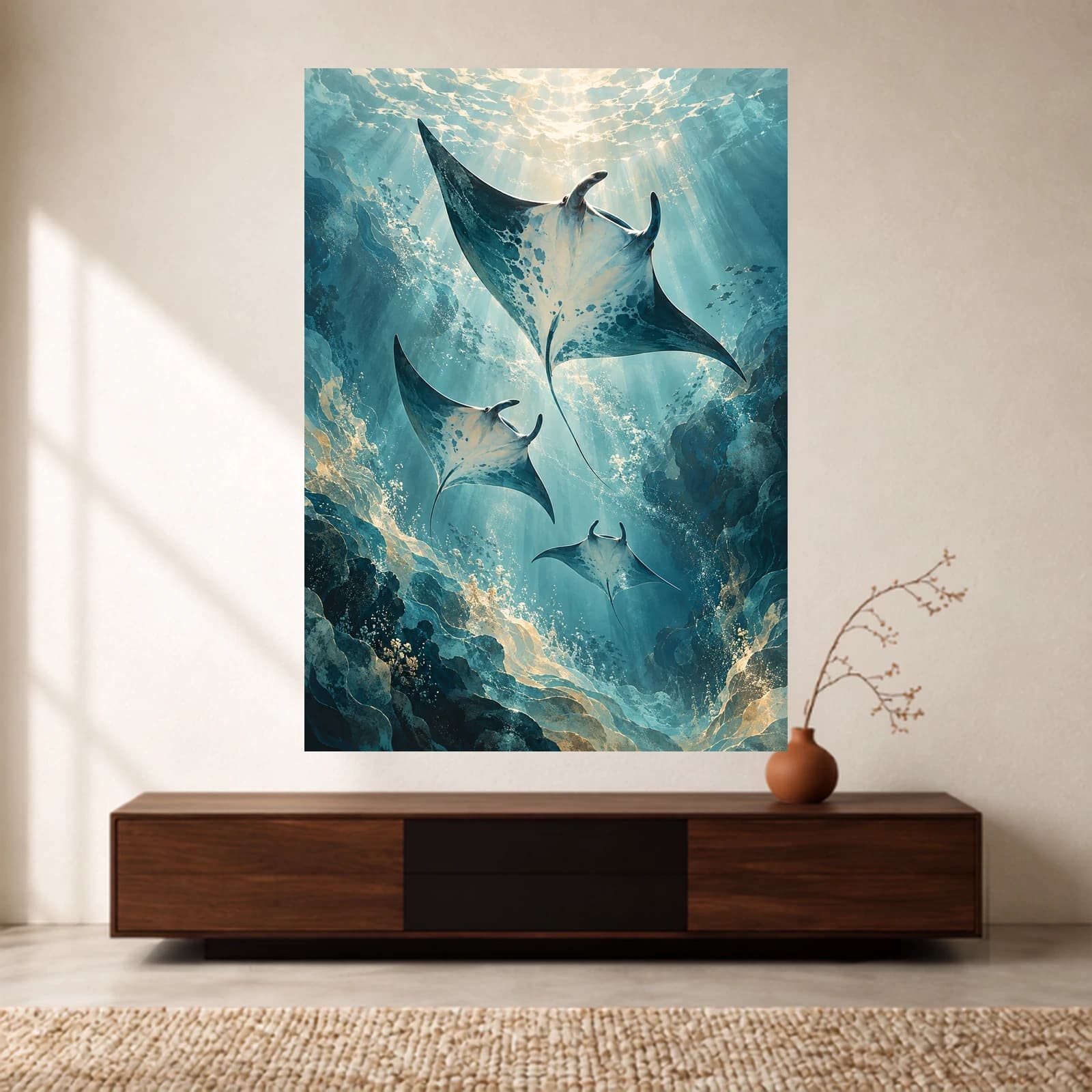 Sunlit Manta paper print