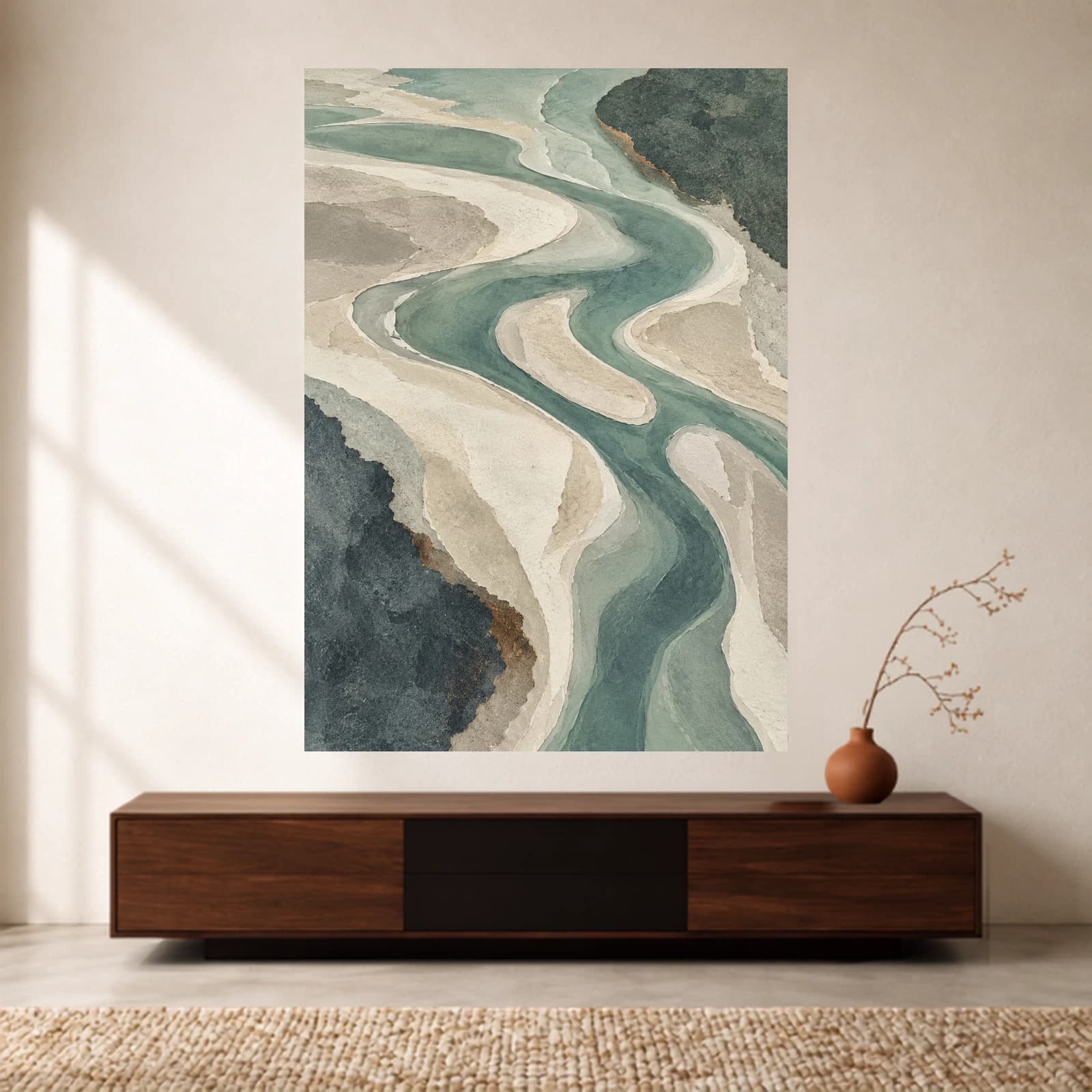 Teal River Delta paper print