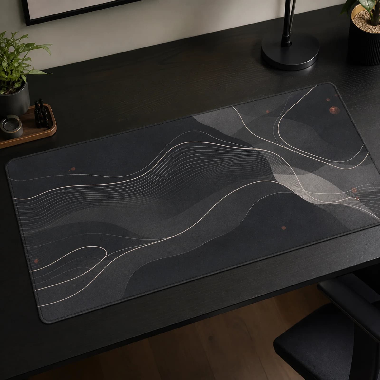 Charcoal Waves Desk Mat