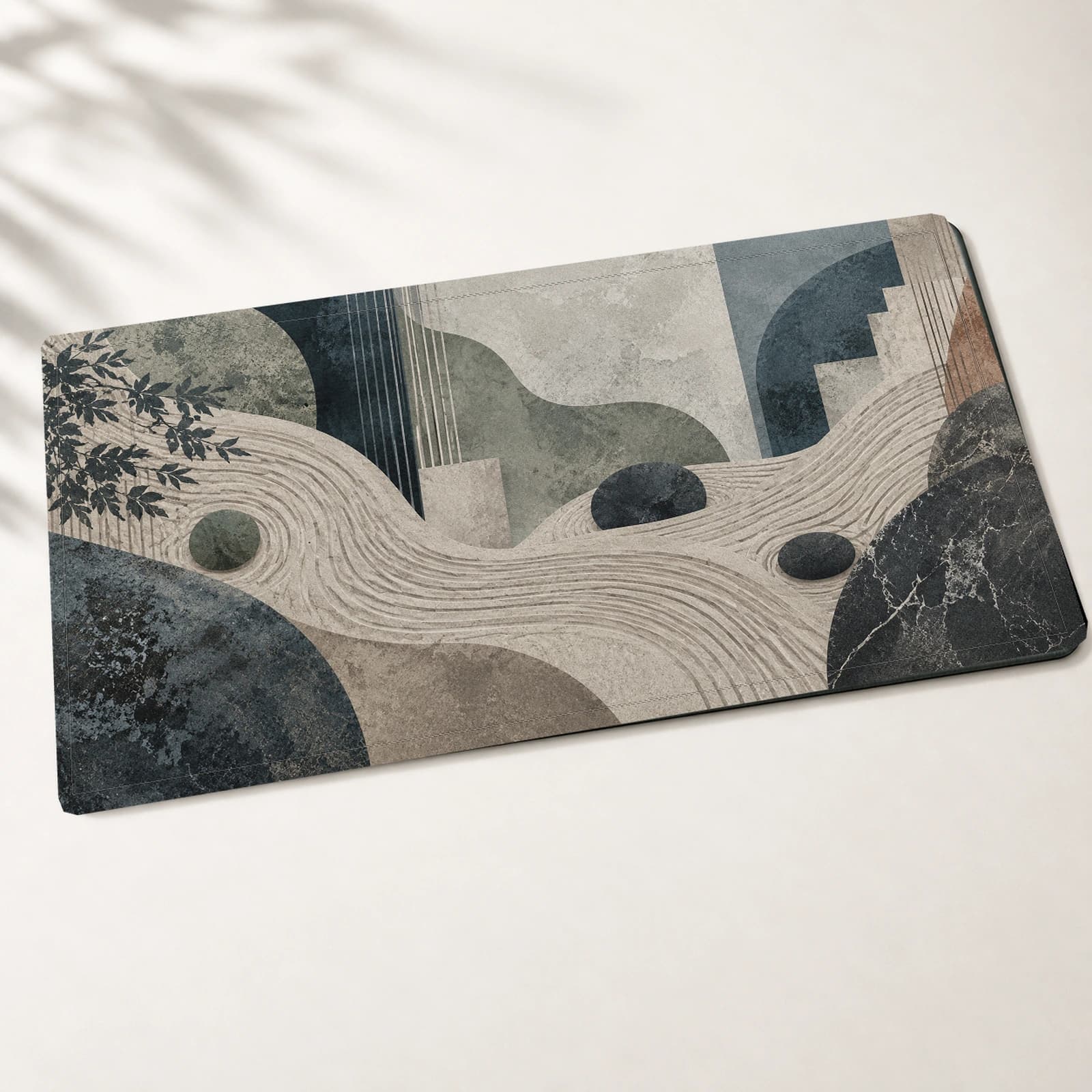 Raked Stone Garden Desk Mat