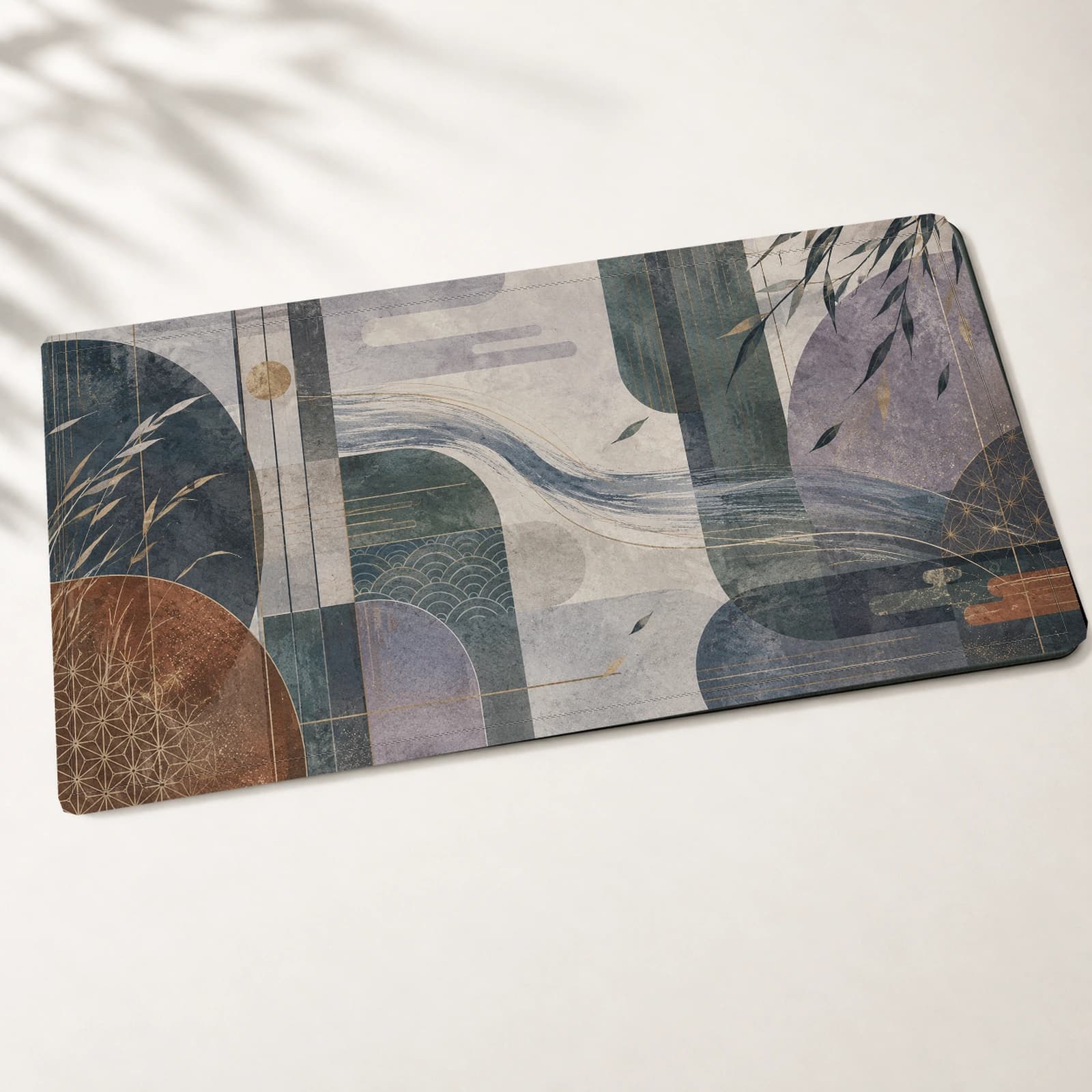 River Mist Panels Desk Mat