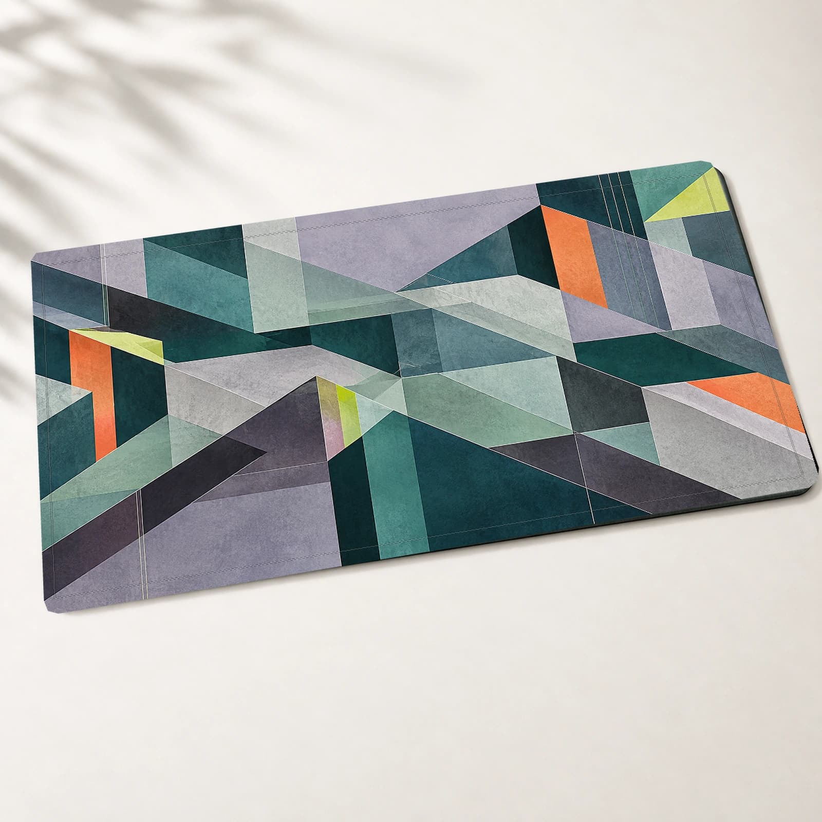 Teal Facet Skyline Desk Mat