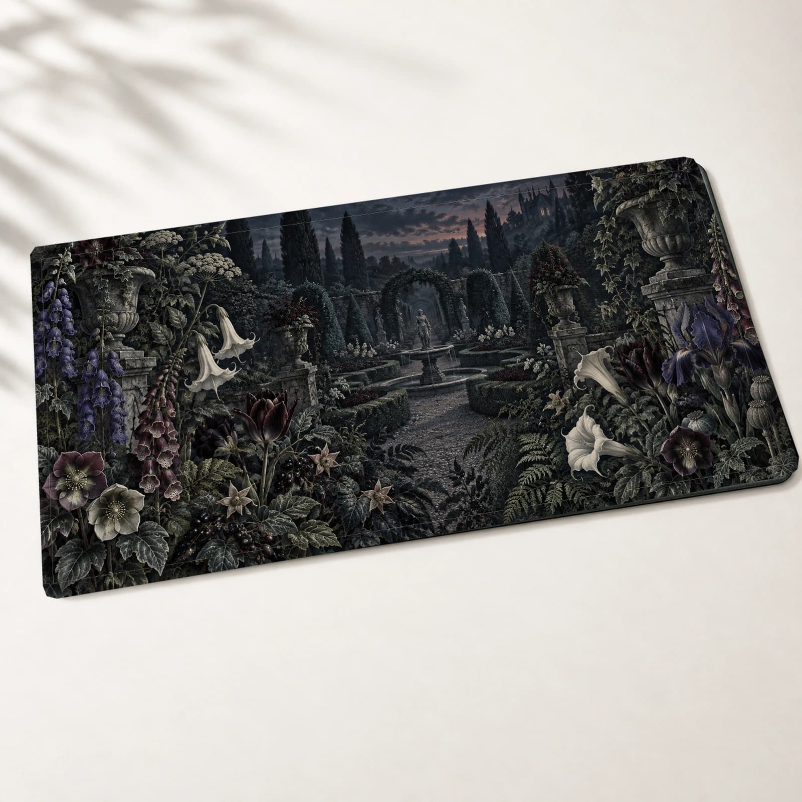 Twilight Fountain Garden Desk Mat