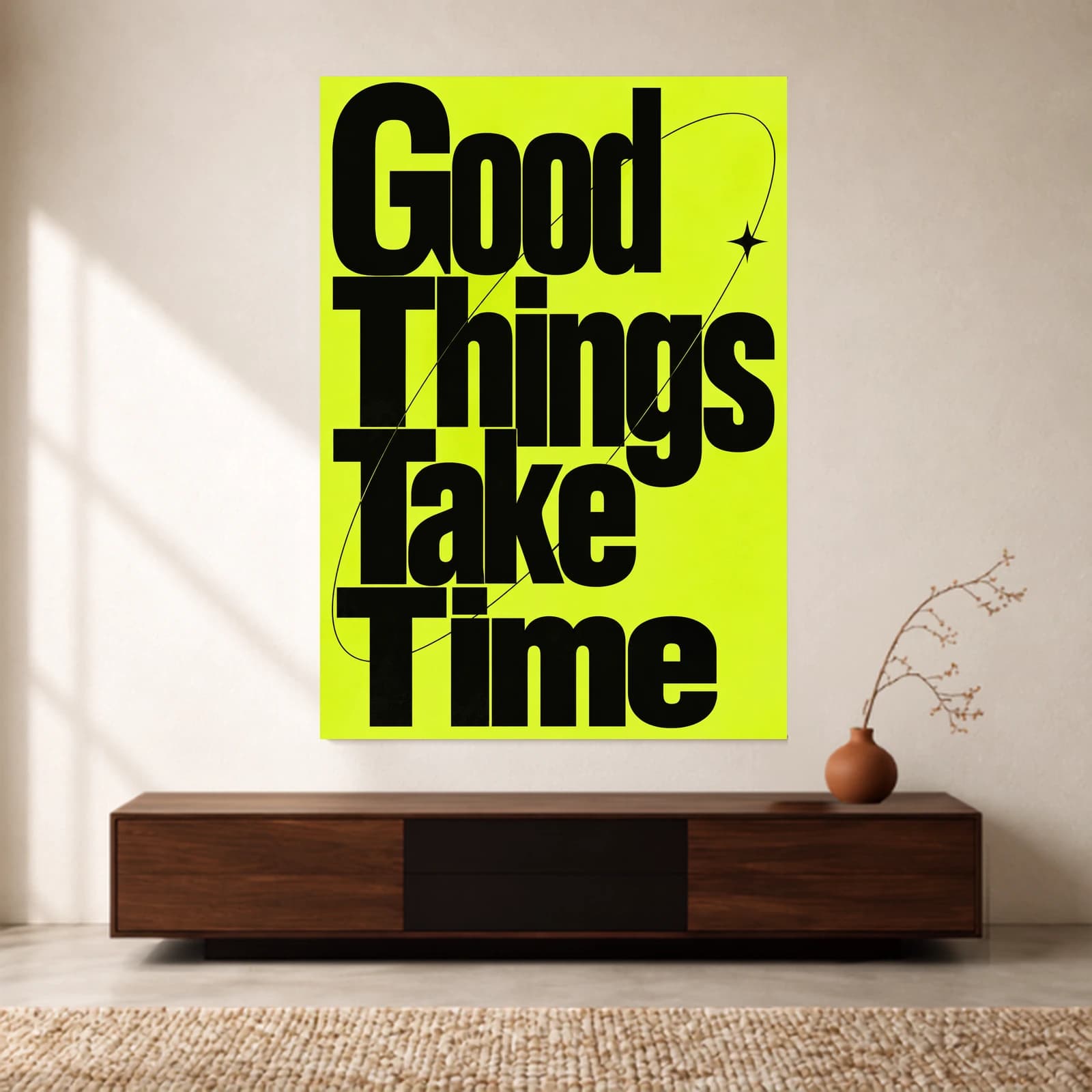 Good Things Take Time - Electric Lime paper print