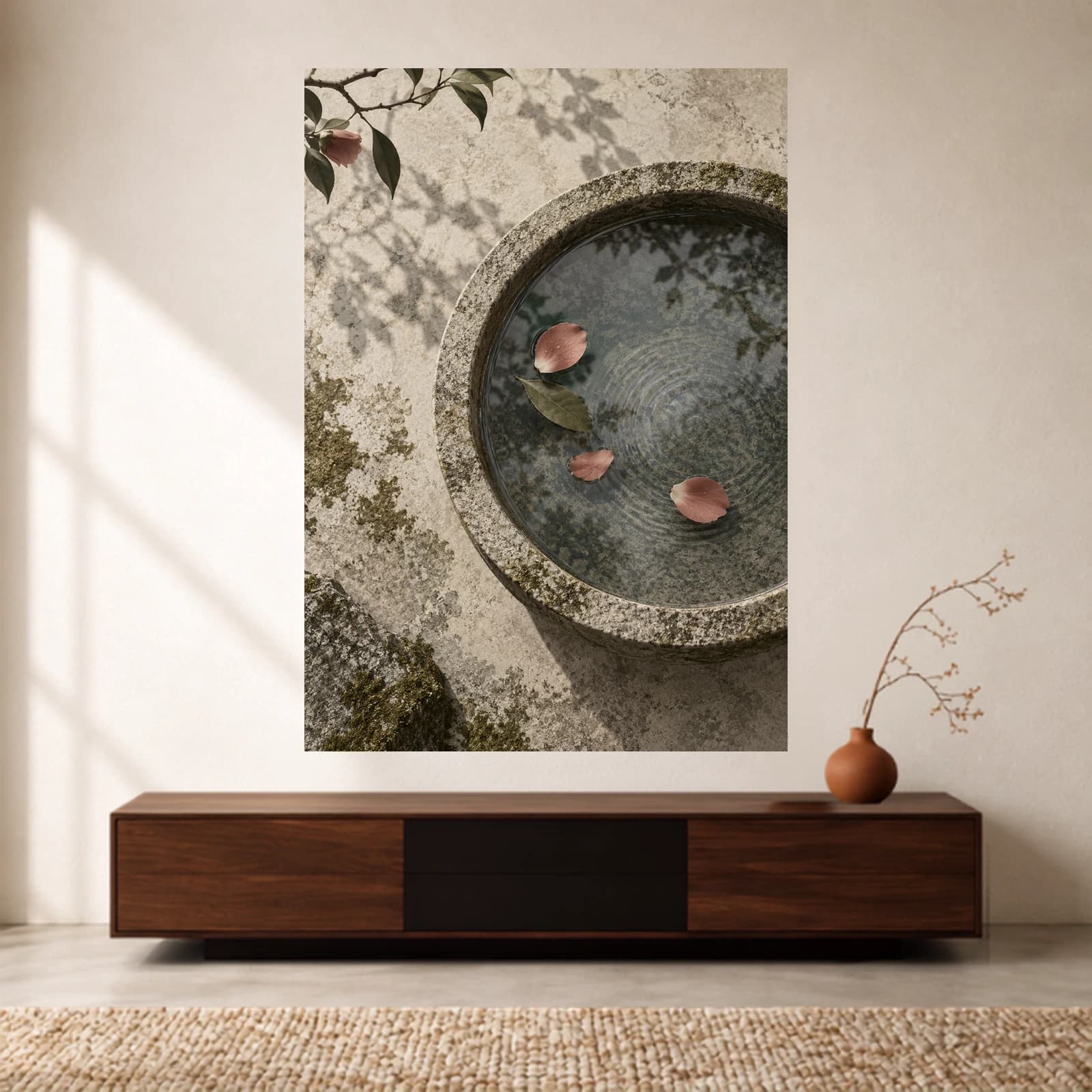 Camellia Stone Basin paper print