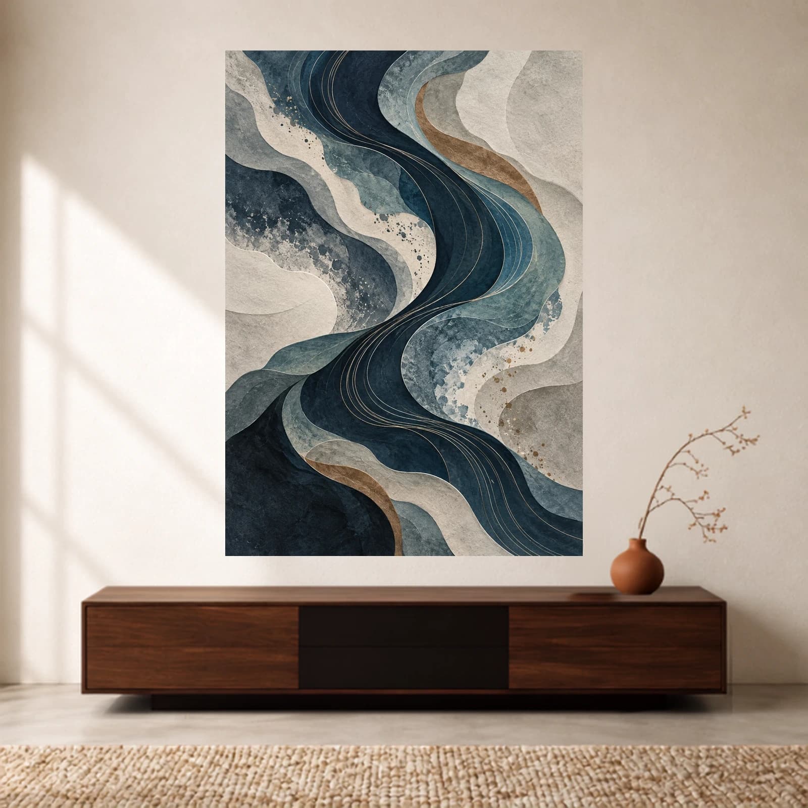 Indigo Wave Layers paper print
