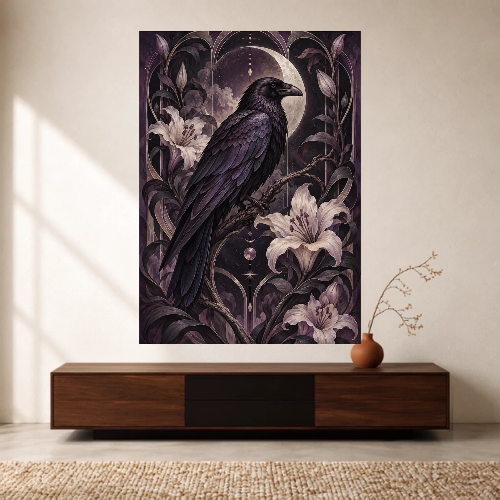 Moonlit Raven paper print