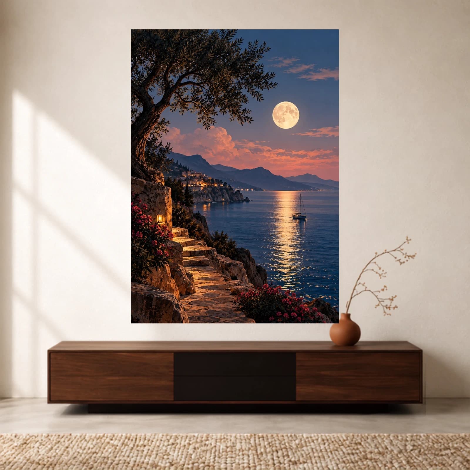 Moonlit Village paper print