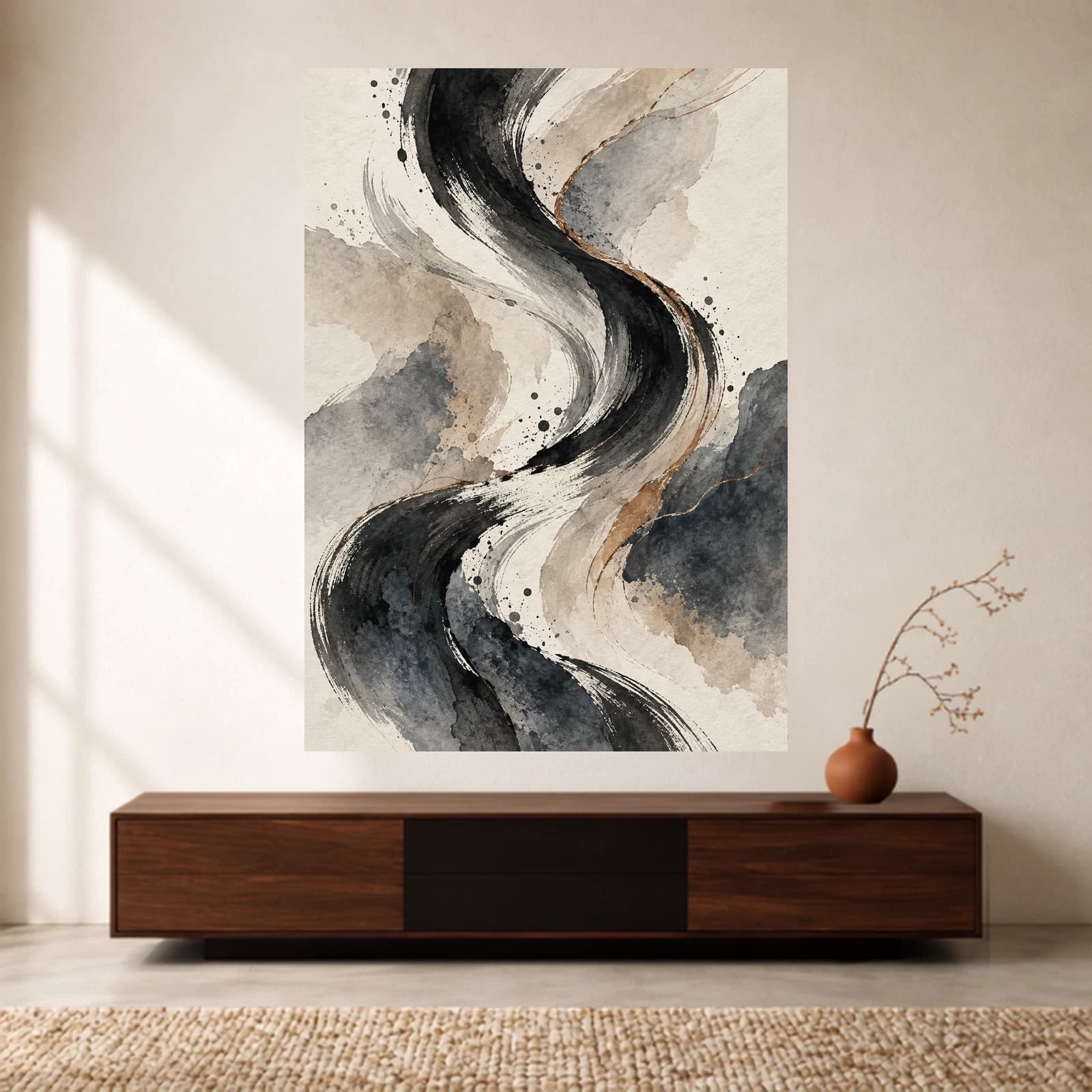 Sumi Wave Ink paper print