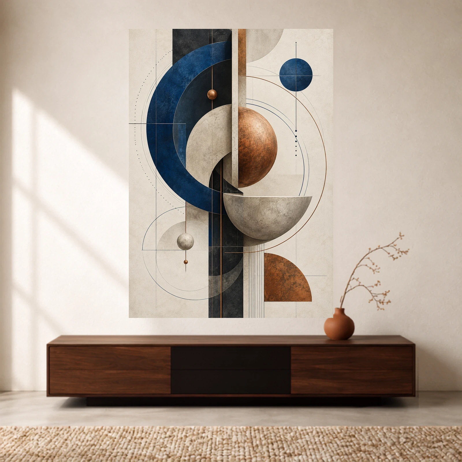 Bauhaus Orbit shown without a frame or wooden rails above a console; digital product preview